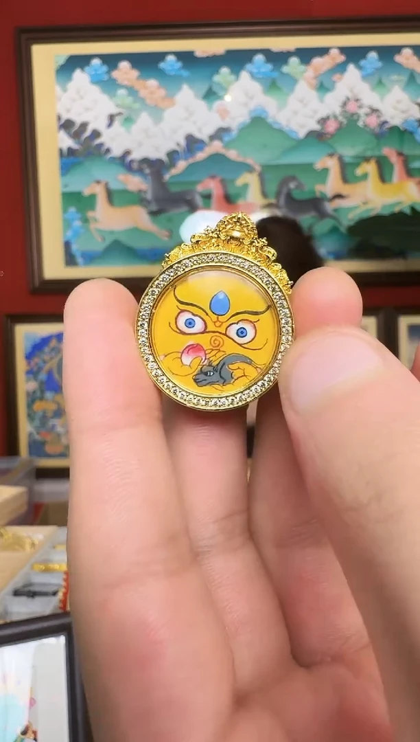 吊坠黄财神-热贡纯手绘周毛