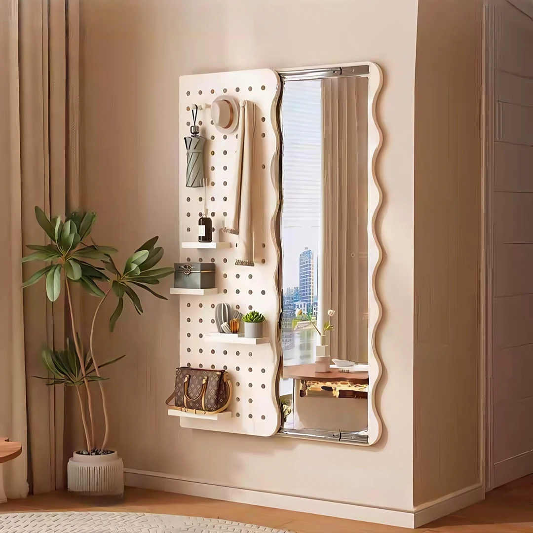 隐藏式推拉身镜子洞洞板穿衣镜家用关闭壁挂墙玄关试衣镜子可遮挡