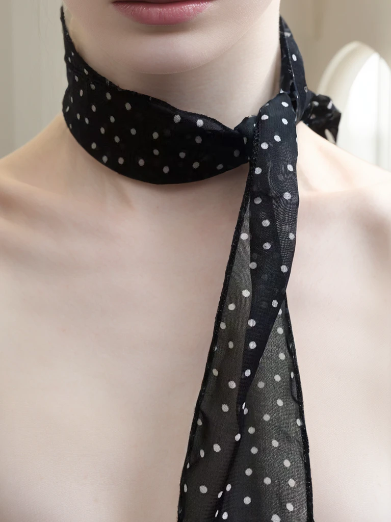 【主播心心同款全新丝巾】新款波点百搭复古时尚气质优雅网红简约