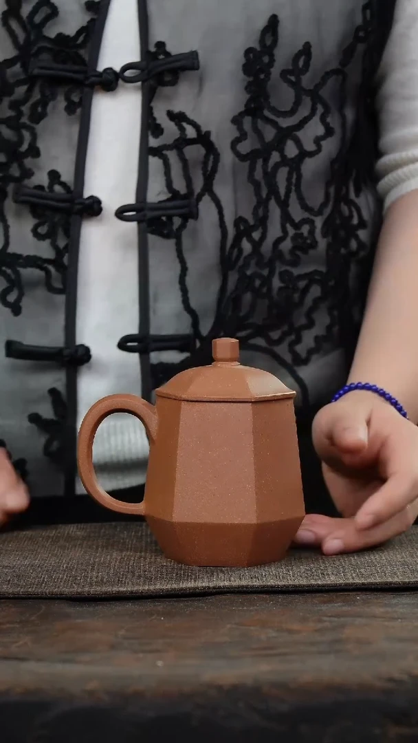 段泥六方光素盖杯23434333