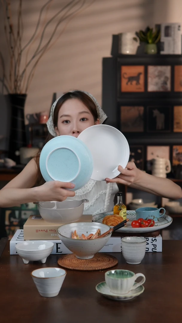 陶瓷蓝色7寸菜盘 微瑕 凑20发货