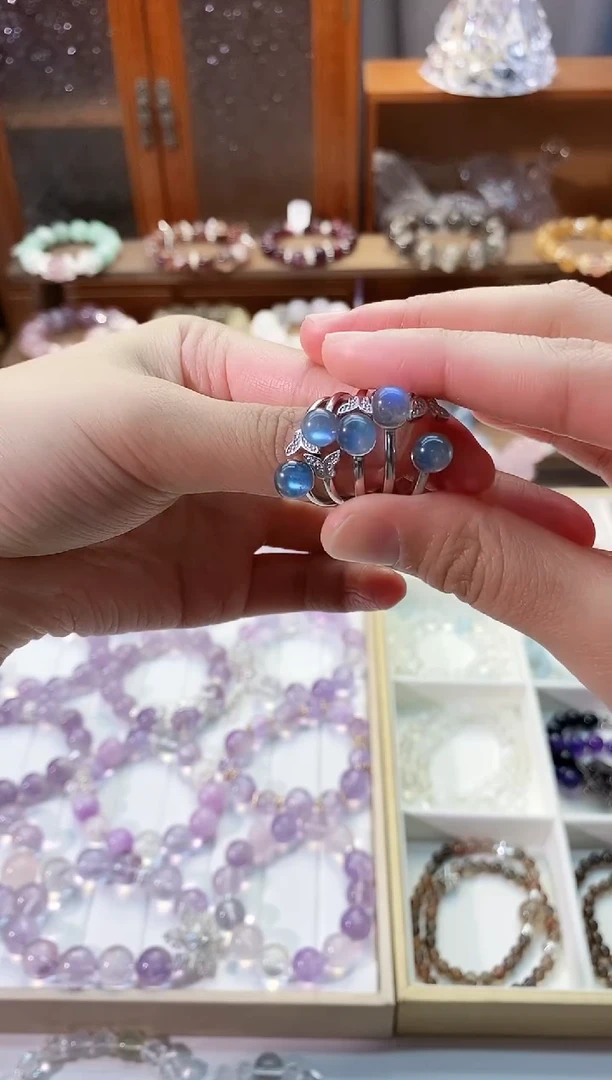 【闪购商品】水晶戒指未镶嵌灰月光戒指