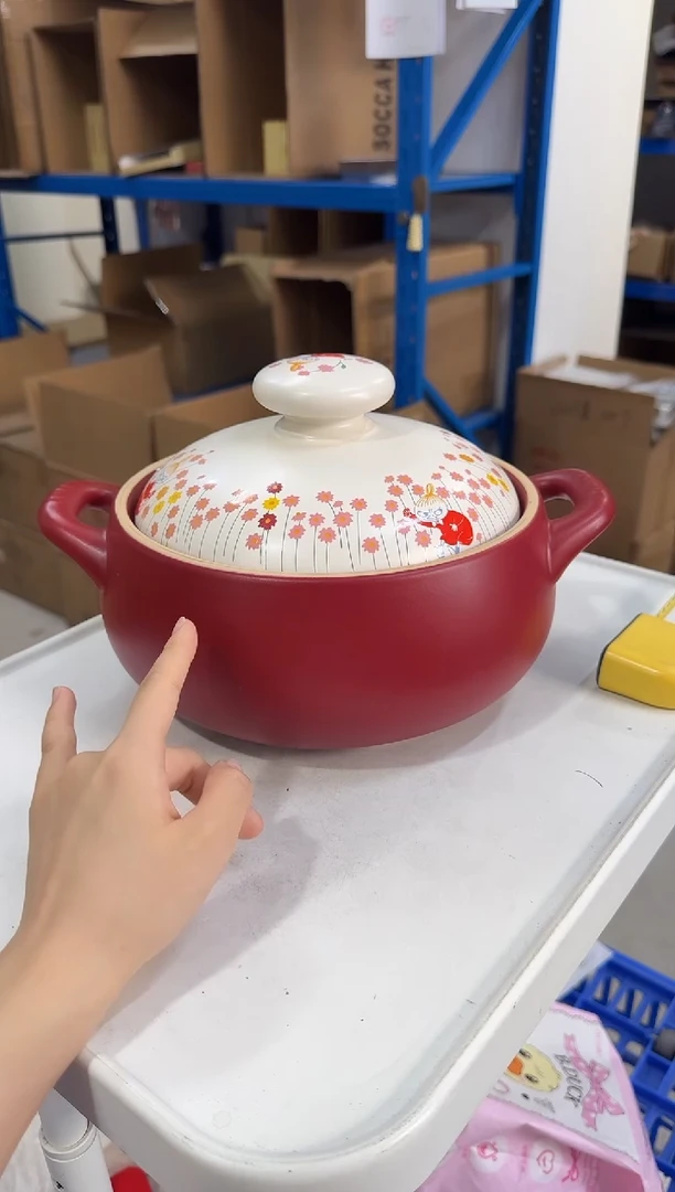 瓷片花田小美3L砂锅