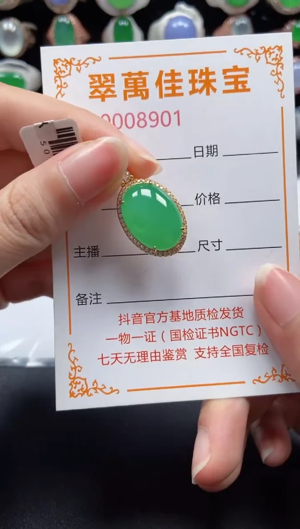 颈饰银S925镶嵌翡翠8901