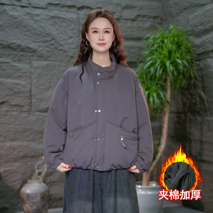 【韩版立领加厚显瘦棉服】冬季女装简约棉衣保暖时尚新款棉袄