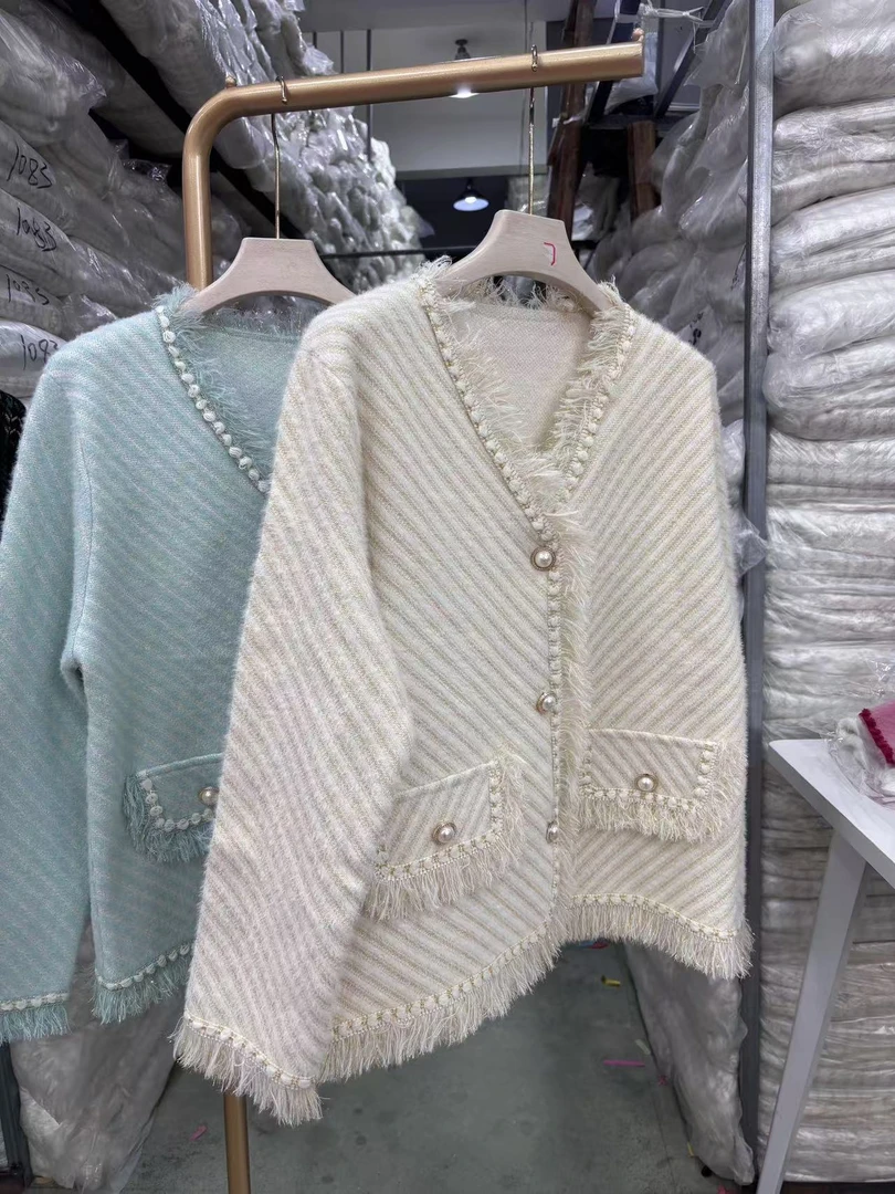 新款时尚潮流网红女士小香风外套秋季女外套-5002上衣白色