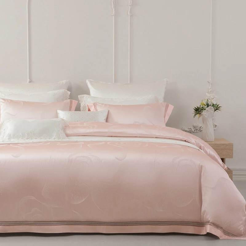 梦洁家纺 高经密提花四件套：伊莎贝拉.粉