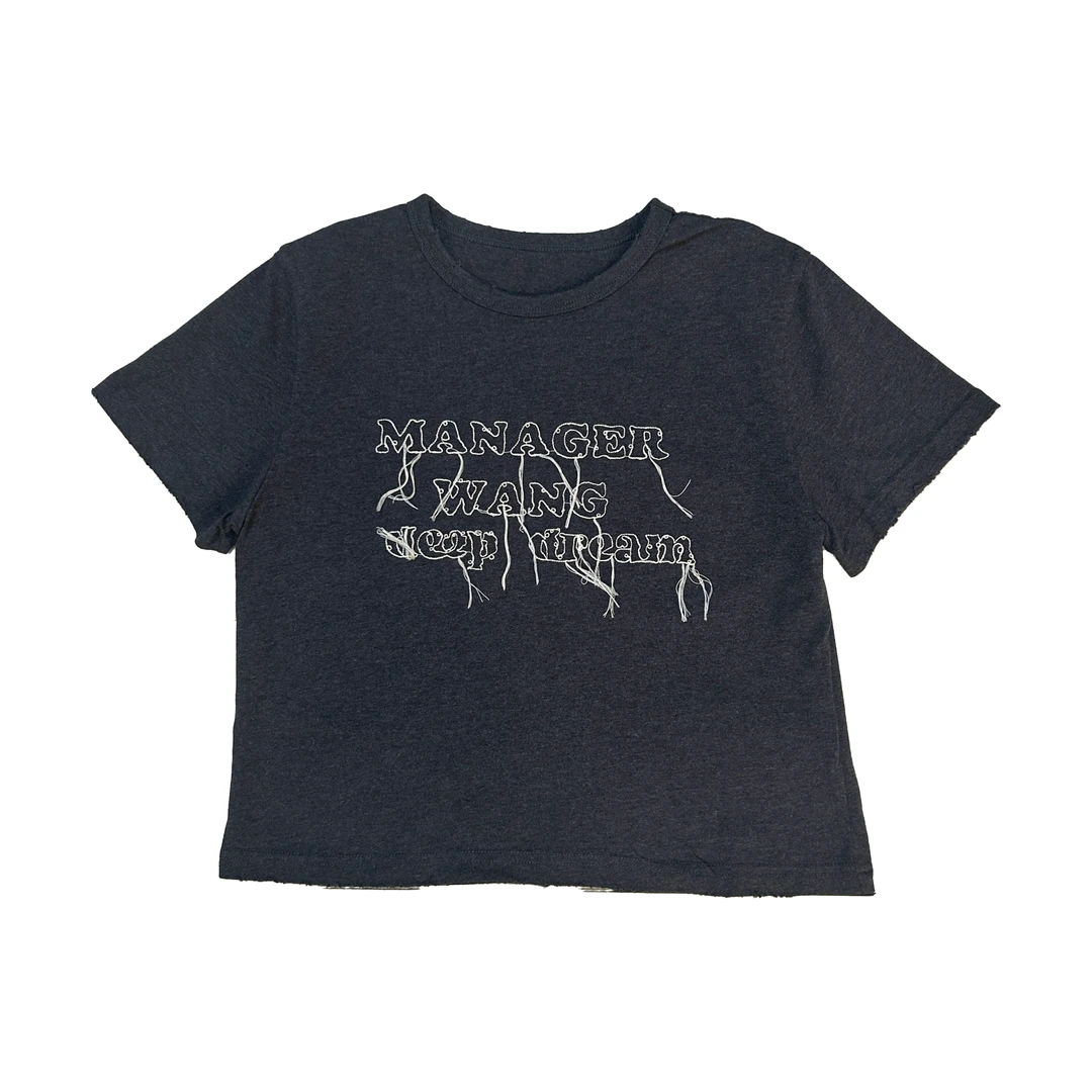 2024秋季新款宽松百搭时字母印花短袖T恤7112