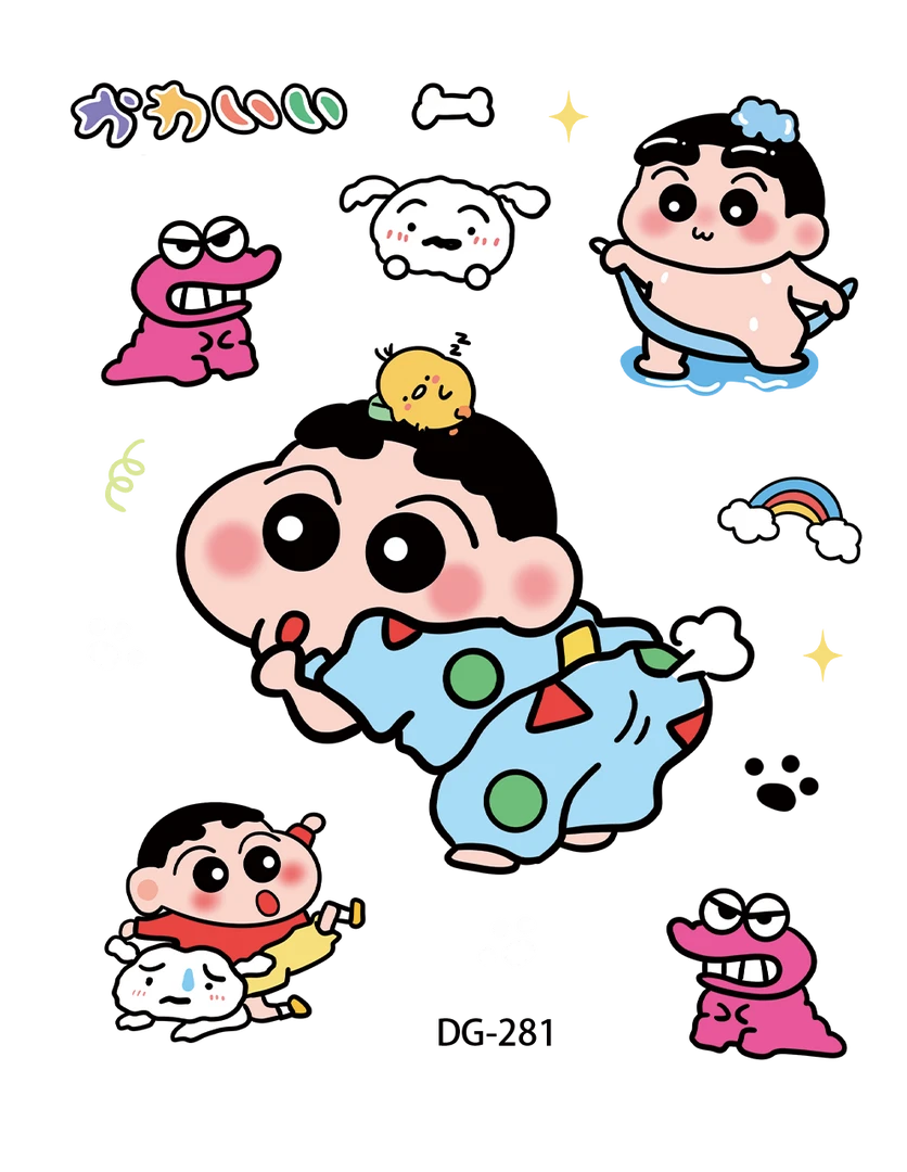 2025新款萌娃蜡笔小新少女心贴画卡通大果冻贴纸趣味贴纸手账电脑