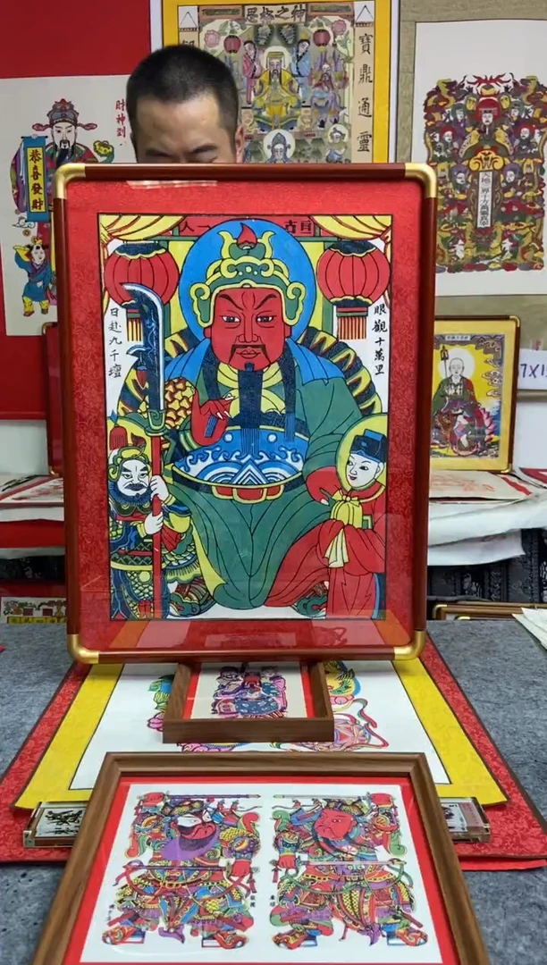 十*安实木框顶大坐关公手工制作精品