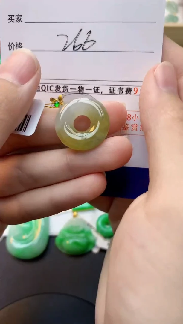 颈饰18K金镶嵌翡翠天然缅甸A货翡翠百元以上9元证书费自理