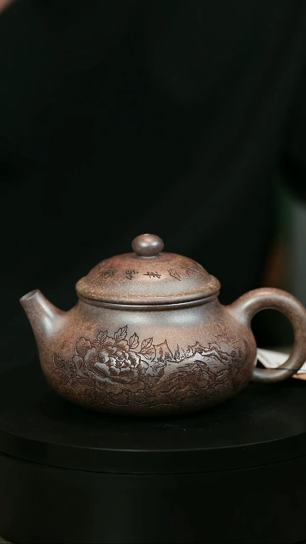 茶壶紫砂伟**车H1984李琴刻绘柴烧容天