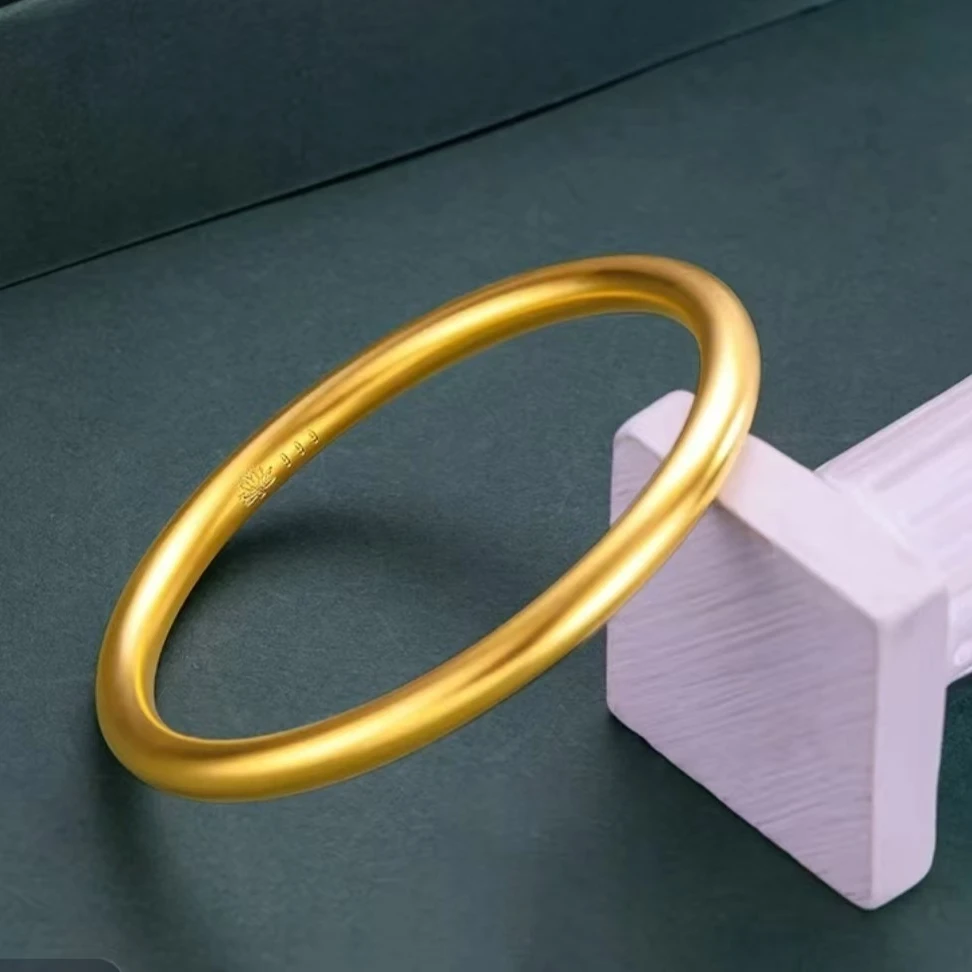 合金手镯 合金手镯精品莲花精工素圈手镯新款简约手工时尚气质