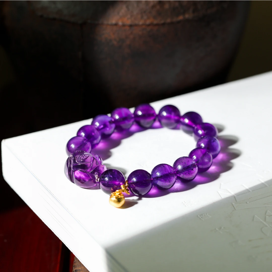 【意婵】《牧溪》天然高品乌拉圭紫水晶单圈雕花-909307