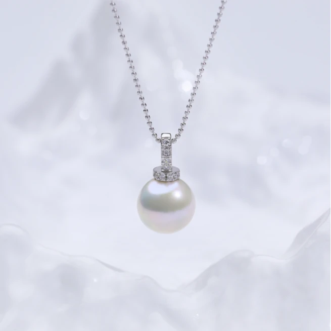 【人鱼姬】14mm左右天然淡水珍珠吊坠S925银奶嘴扣气质白色时尚