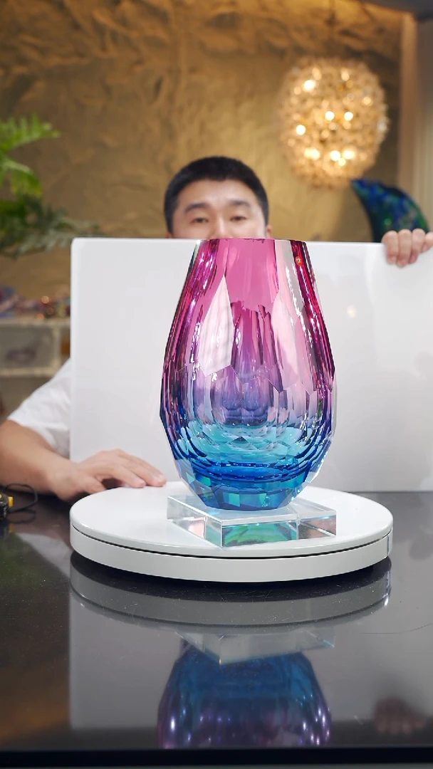 摆件福利金红蓝切面花瓶