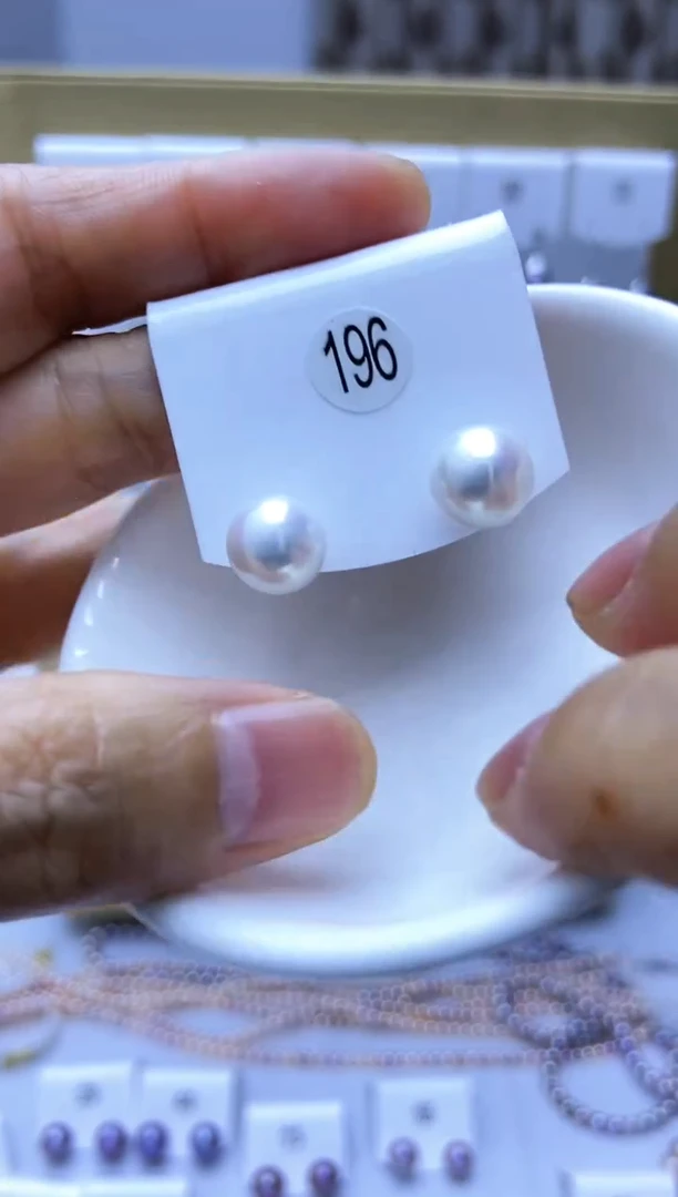 银S925镶嵌耳饰淡水珍珠196