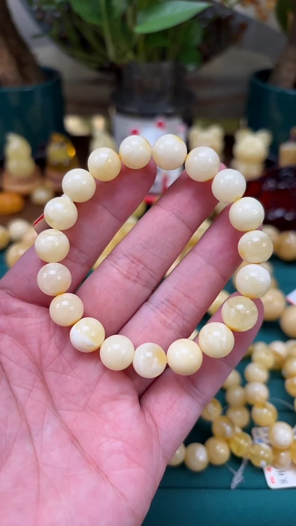 手链蜜蜡未镶嵌【p57】瓷白蜜蜡单圈 13.69克 10+mm