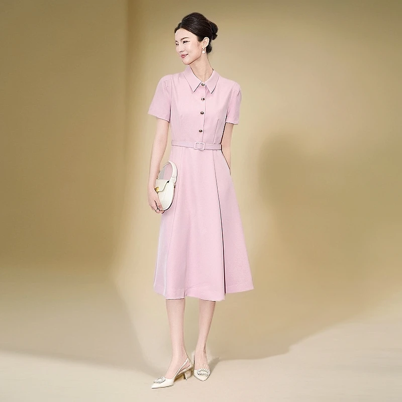 中长裙常规袖连衣裙夏装旗袍中国风长裙夏季法式基本款修身收腰