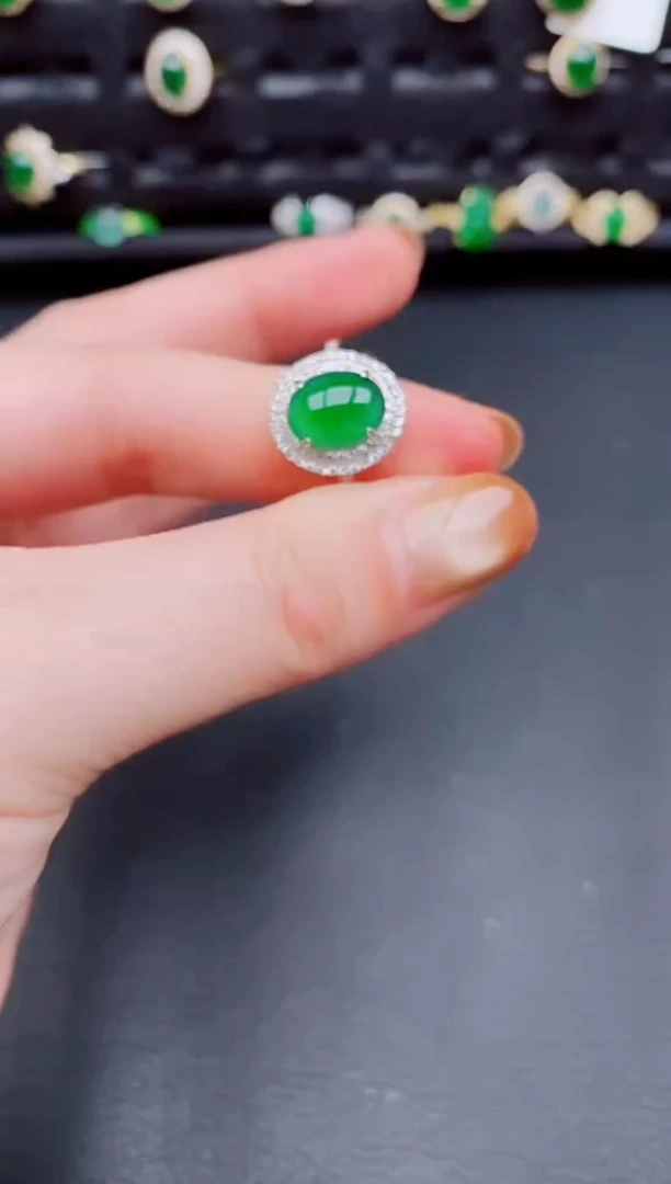 【闪购商品】翡翠戒指银S925镶嵌天然a货翡翠182