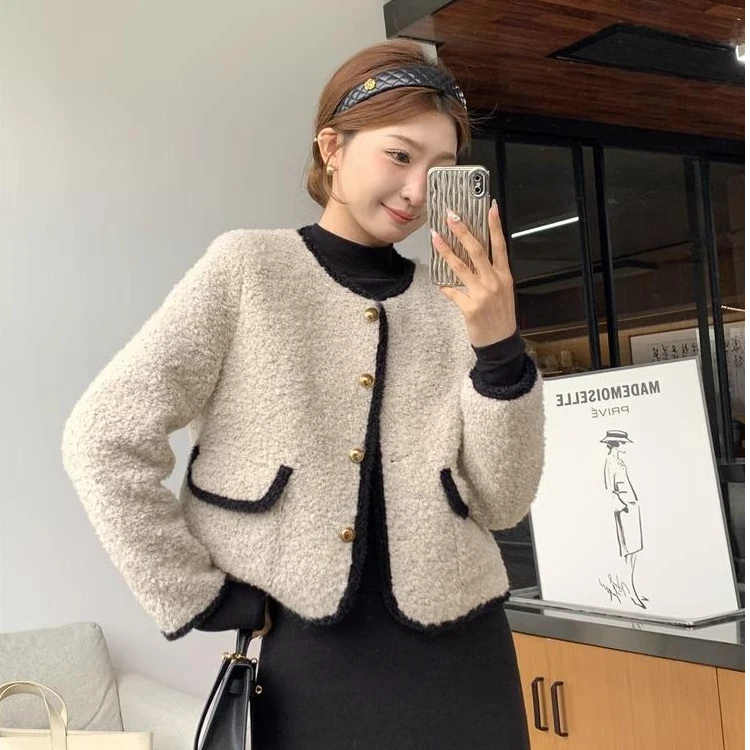 【当天发+运费险】时尚气质毛毛外套春秋加厚小香风韩版YN553