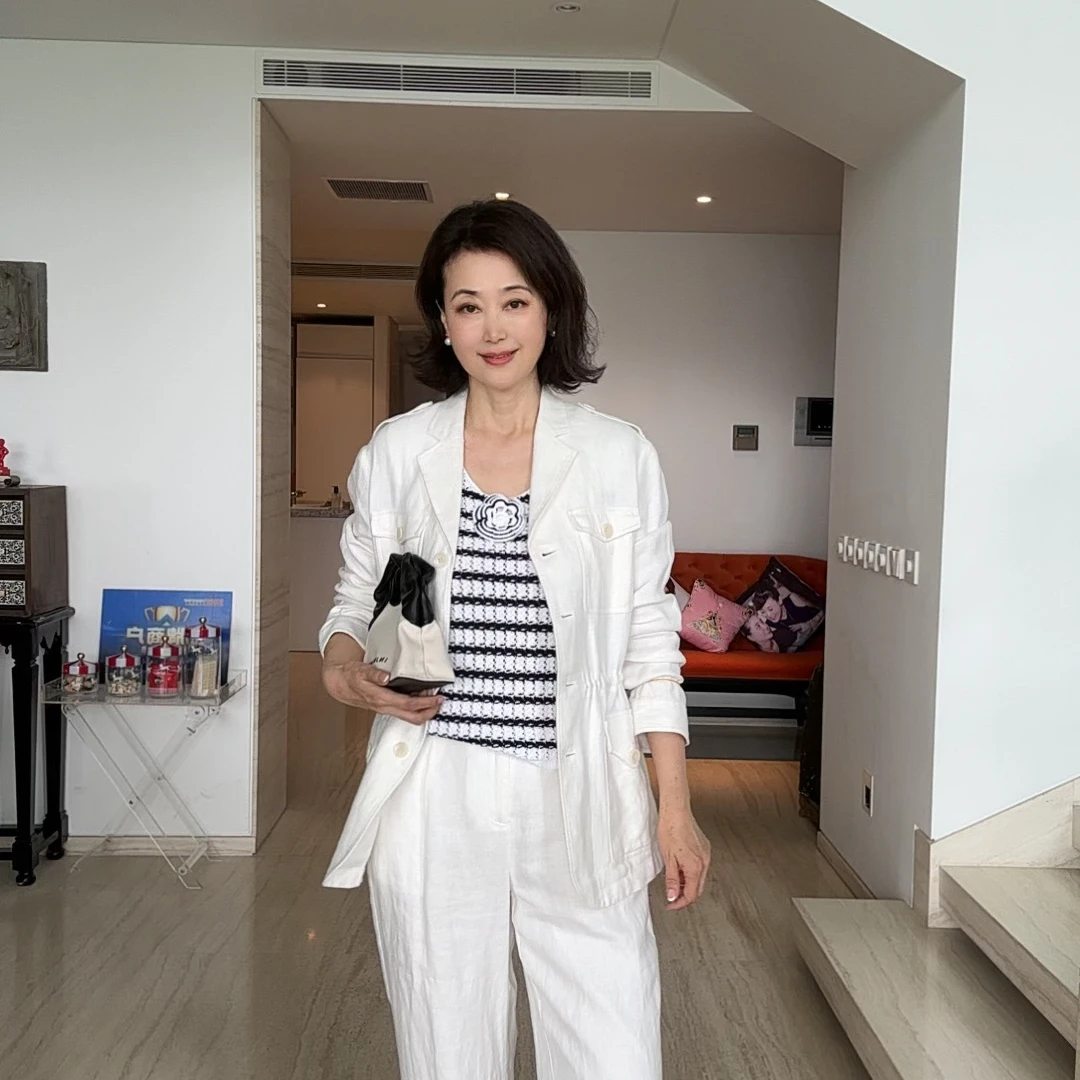 【维姐精选】YMX 钻石纹肩章款抽绳亚麻夹克外套
