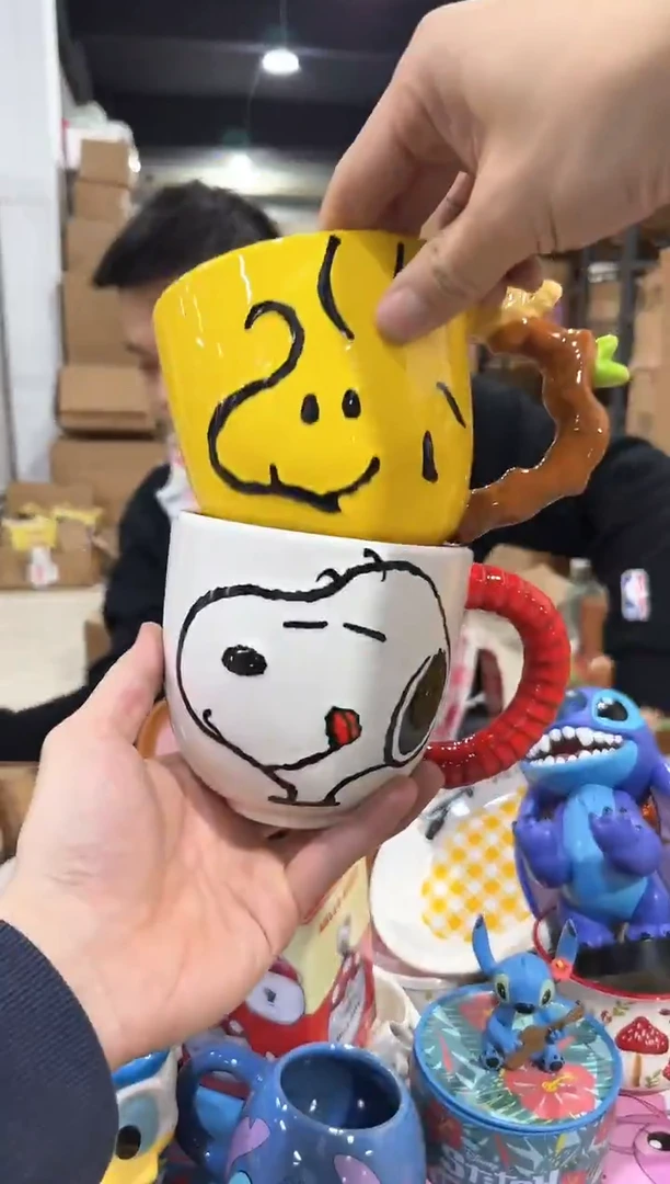 瓷片史努比小黄鸡对杯