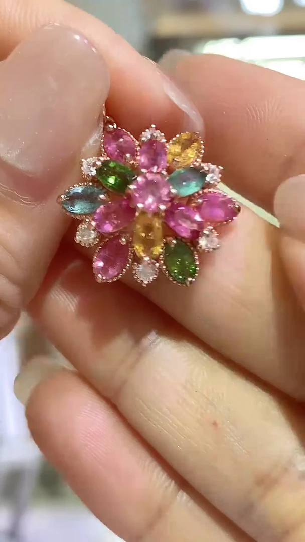 银S925镶嵌吊坠碧玺063ZB1026产品一个