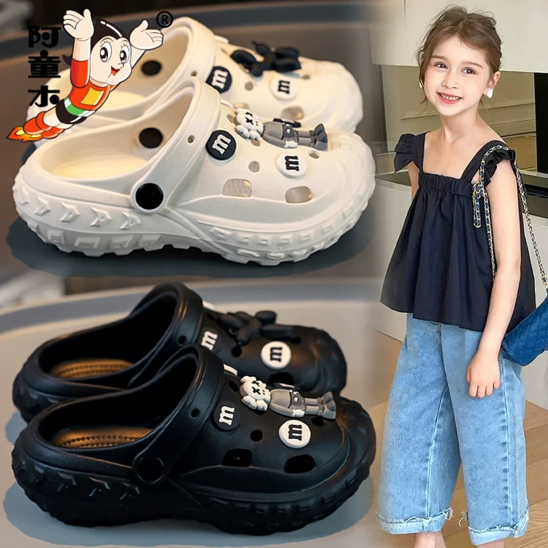 阿童木女童洞洞鞋2025新款夏季儿童家居拖鞋防滑沙滩凉拖女孩两穿