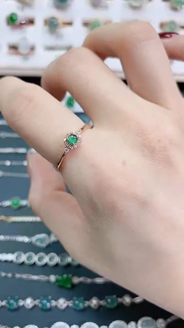 银S925镶嵌戒指翡翠天然翡翠