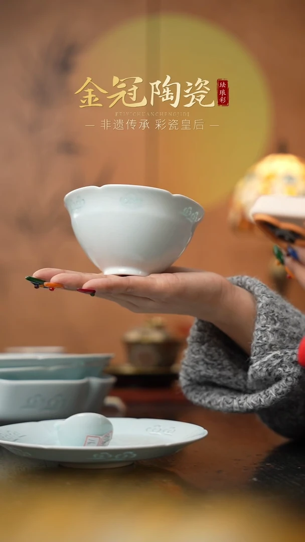 陶瓷观造集/玉映清辉【5寸「花承」饭碗】