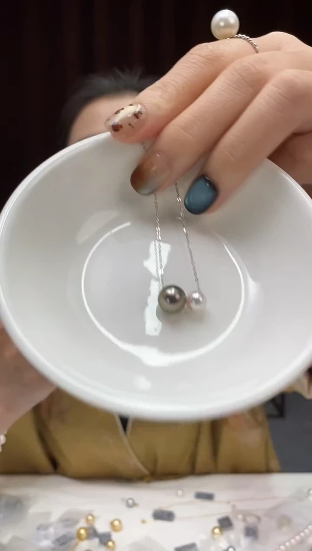 项链18K金镶嵌海水珍珠6.5-9海水珍珠项链