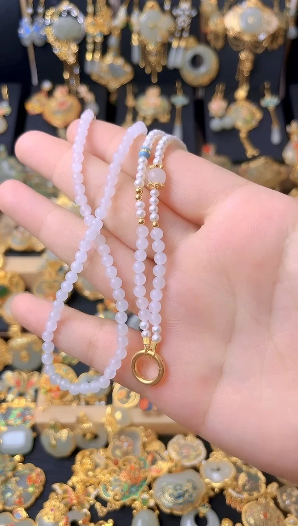 银S925镀金镶嵌珠串淡水珍珠DIY珠串