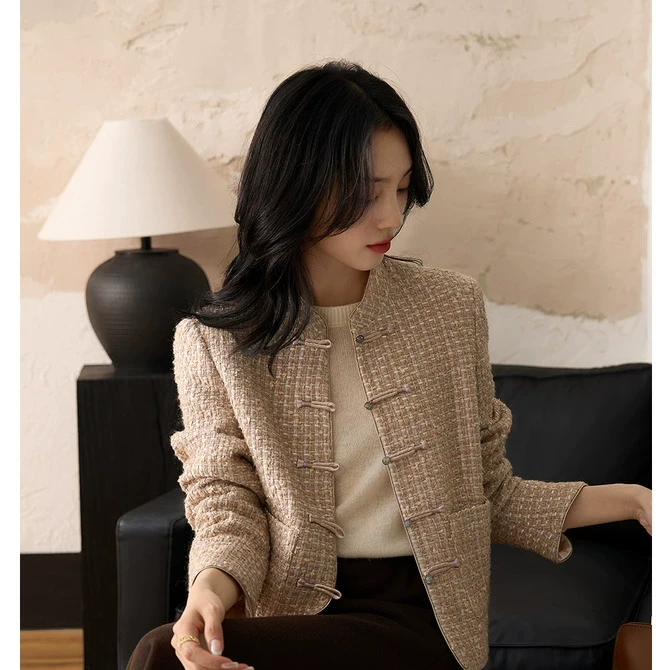 笑涵阁 "木槿年华" 新中式盘扣优雅香风廓形短外套女WTF761293AG