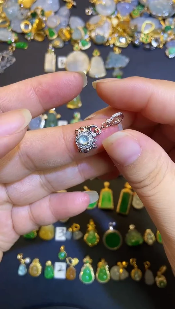 吊坠(不含链)银S925镶嵌翡翠1