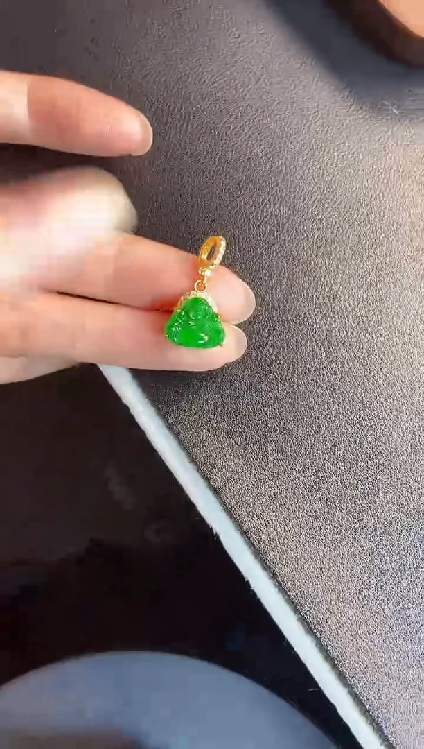 吊坠(不含链)银S925镶嵌翡翠天然A货翡翠