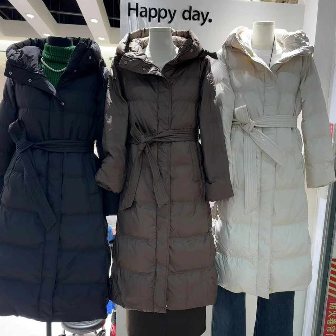 lh长款女连帽羽绒服女士保暖时尚秋冬韩版女装收腰中长款