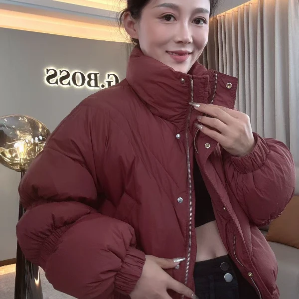 【耿老板6126#P】摩登灯笼袖精致短款面包服保暖战袍安心绒羽绒服