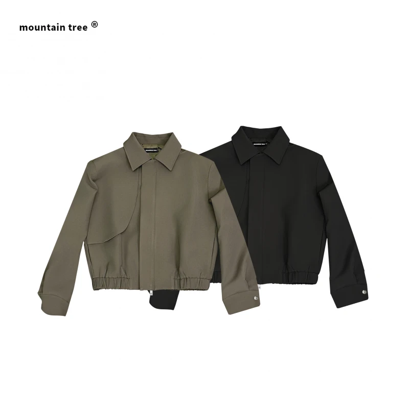 mountain tree活页cleanfit立体休闲短宽简约外套boxy翻领夹克