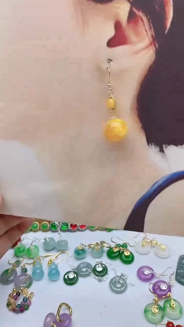 蜜蜡14K金镶嵌耳饰174蜜蜡