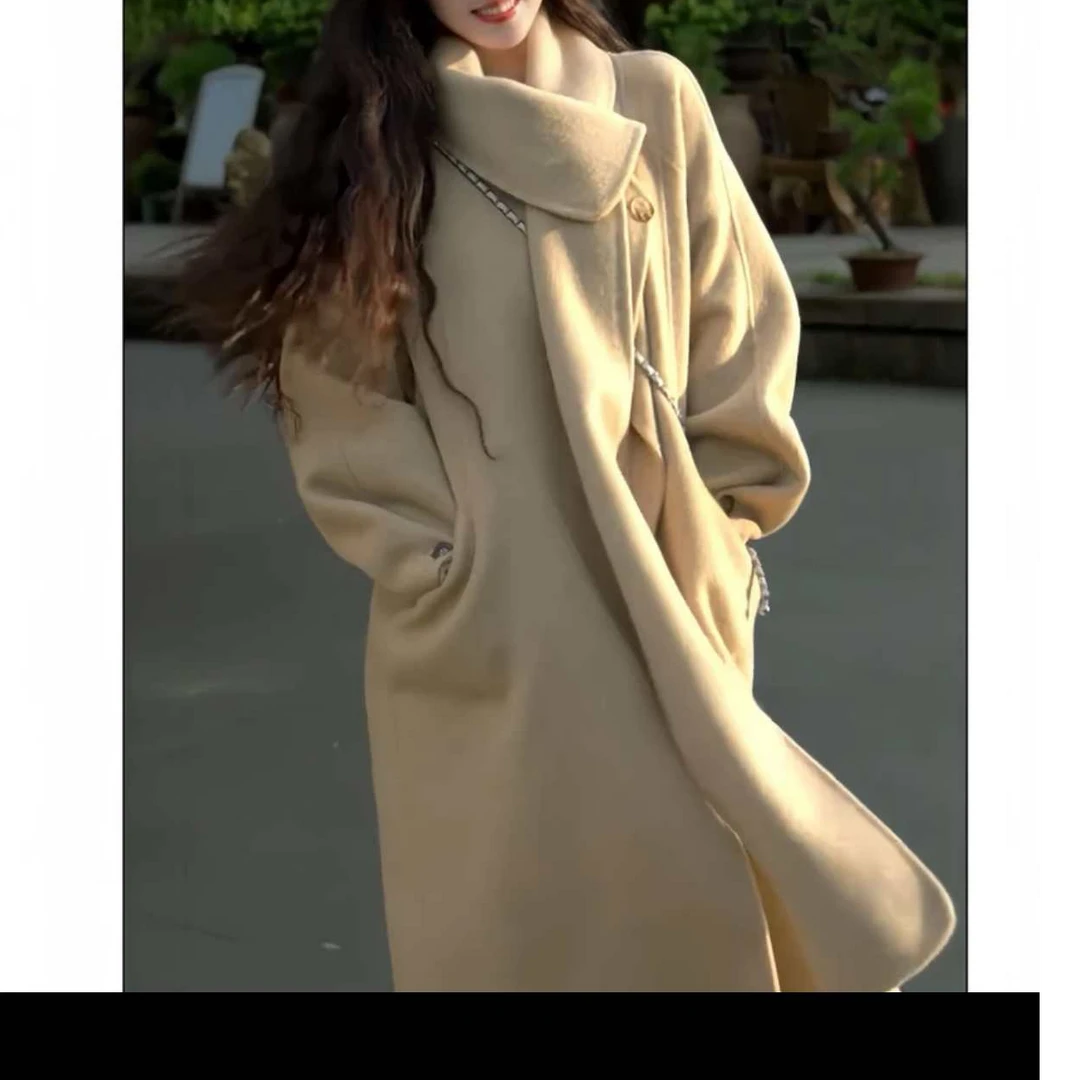 【冬日之约】羊驼毛款式百搭原创设计围巾小个子双面手缝大衣女G