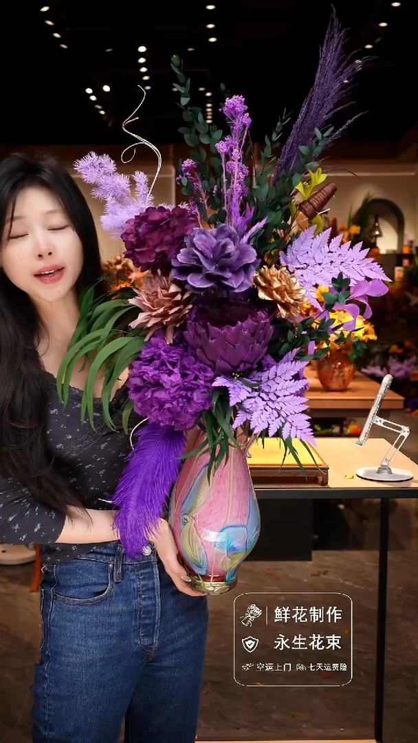 手工艺品琉璃手工花器花束空运包邮送货上门-以图片为准