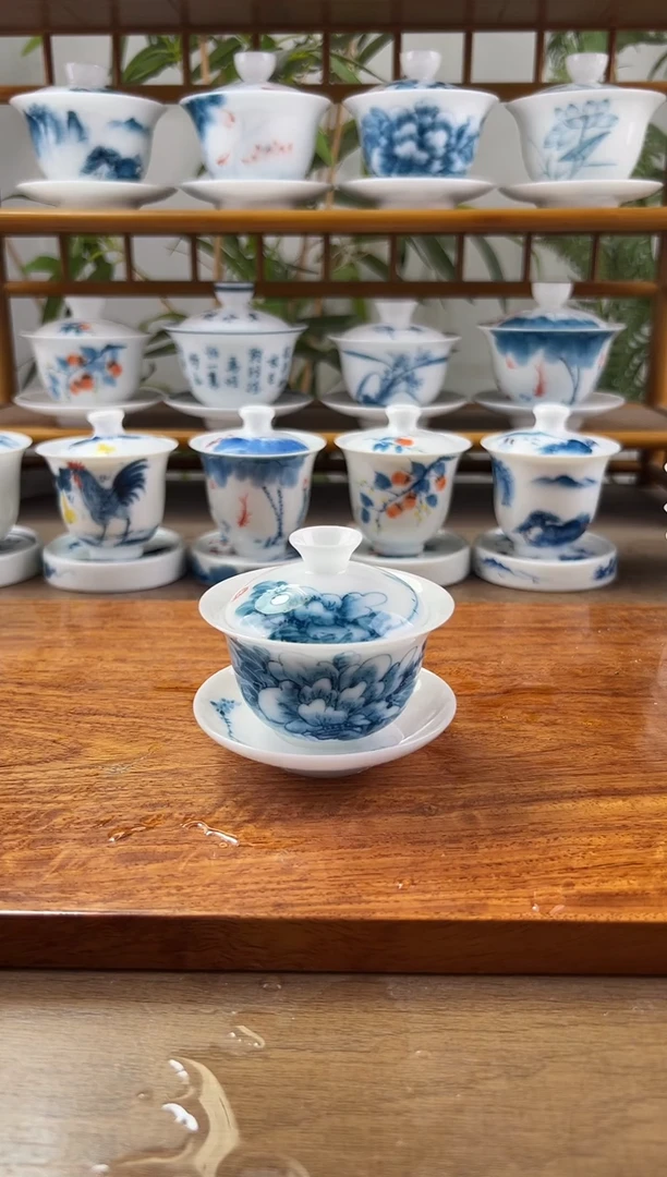 微瑕高冰牡丹80ml三才盖碗