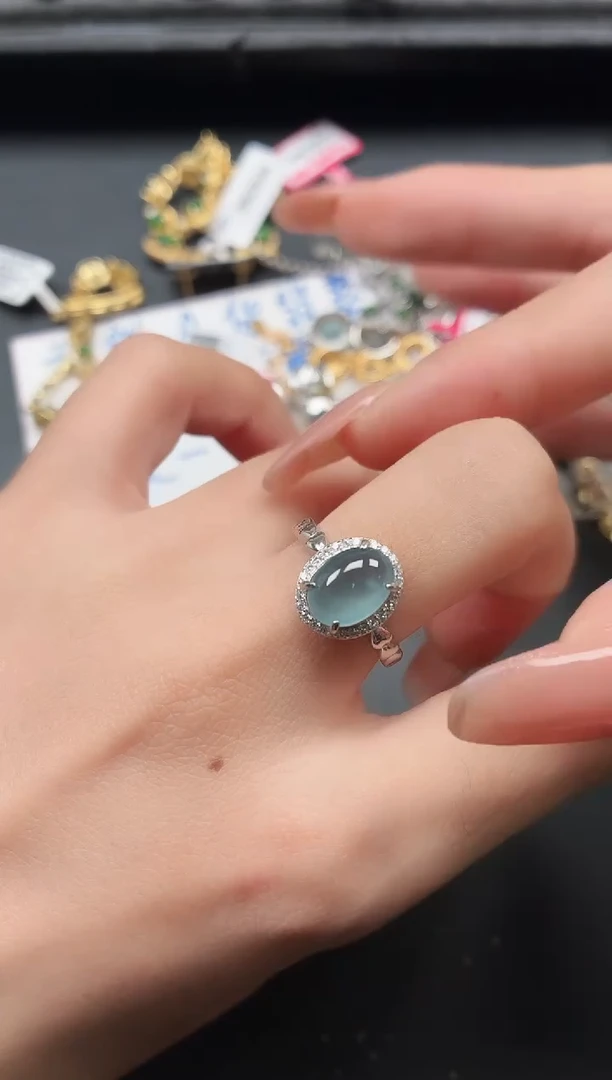 银S925镶嵌戒指翡翠1