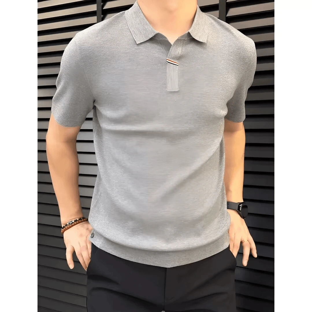 针织短袖打底衫翻领t恤商务夏季休闲运动百搭时尚修身年轻洋气潮