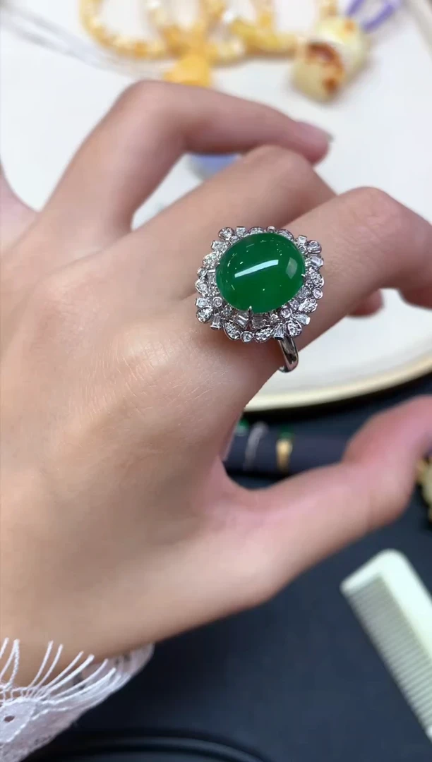 【闪购商品】翡翠戒指18K金镶嵌戒指A267|15800