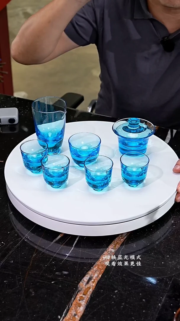 摆件琉璃07001015-2东方既白水晶琉璃茶杯套装