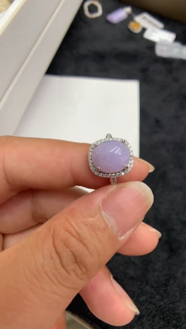 翡翠戒指银S925镶嵌戒指