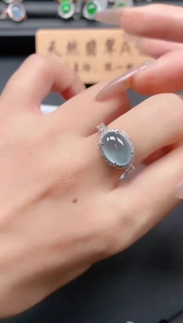 银S925镶嵌戒指翡翠111