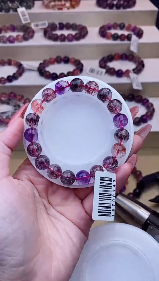 未镶嵌手链水晶黑加仑超七单圈10m+